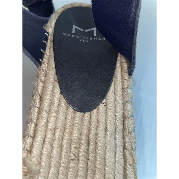 Marc Fisher Sandals Womens 10 Blue Suede Espadrille Platform Wedges Open‎ Toe - Picture 11 of 13